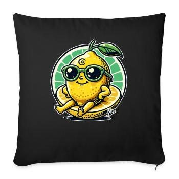 Cool Sunny Happy Lemon - Sofa pillowcase 17,3'' x 17,3'' (45 x 45 cm) - black - Front