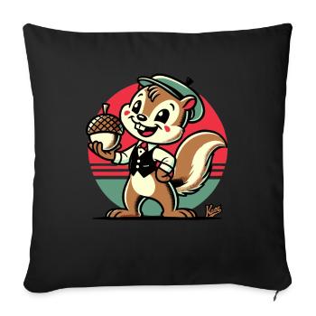 Squirrel with hazelnut - Sofa pillowcase 17,3'' x 17,3'' (45 x 45 cm) - black - Front