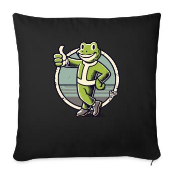 Pouce en l’air grenouille cool - Housse de coussin décorative 45 x 45 cm - noir - Devant