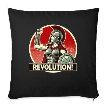 Un guerrier spartiate lève le poing pour la révolution - Housse de coussin décorative 45 x 45 cm - noir - Devant