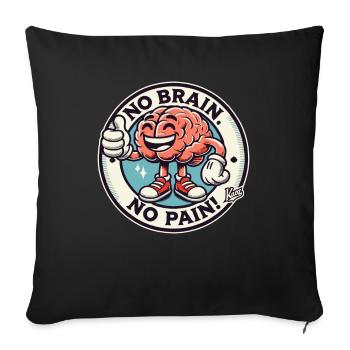 Cerveau : Pas de cerveau, pas de douleur avec le pouce levé - Housse de coussin décorative 45 x 45 cm - noir - Devant
