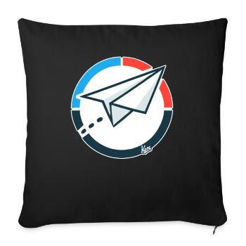 Flying Paper Airplane - Sofa pillowcase 17,3'' x 17,3'' (45 x 45 cm) - black - Front