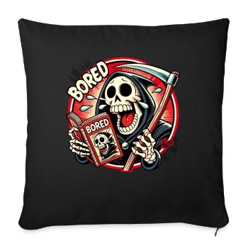 Laughing Grim Reaper reading a cartoon magazine - Sofa pillowcase 17,3'' x 17,3'' (45 x 45 cm) - black - Front