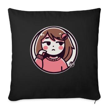Fille de dessin animé qui s’ennuie - Housse de coussin décorative 45 x 45 cm - noir - Devant