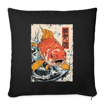 Poisson koï japonais - Housse de coussin décorative 45 x 45 cm - noir - Devant
