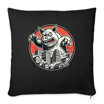 The Return of the Funny Monster Pig - Sofa pillowcase 17,3'' x 17,3'' (45 x 45 cm) - black - Front