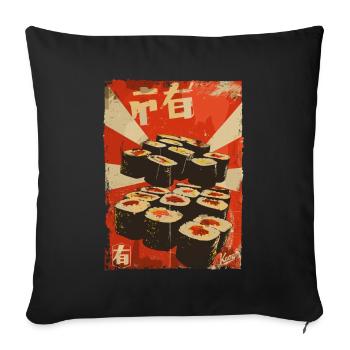 Propagande Sushi - Housse de coussin décorative 45 x 45 cm - noir - Devant