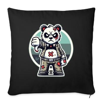 Worn-out zombie panda with thumbs down - Sofa pillowcase 17,3'' x 17,3'' (45 x 45 cm) - black - Front