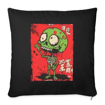 Cute Green Zombie Skeleton - Sofa pillowcase 17,3'' x 17,3'' (45 x 45 cm) - black - Front