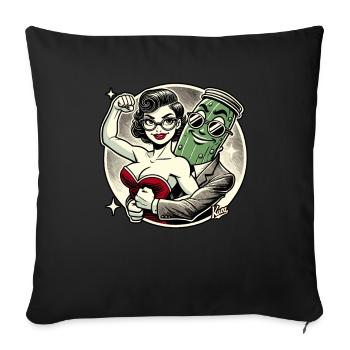 Femme amoureuse du grand homme concombre - Housse de coussin décorative 45 x 45 cm - noir - Devant