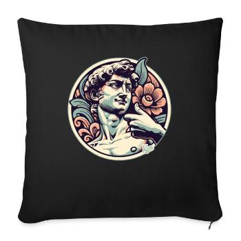 David with thumbs up in Florence with flowers - Sofa pillowcase 17,3'' x 17,3'' (45 x 45 cm) - black - Front