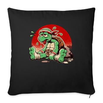 Exhausted martial arts turtle takes a break - Sofa pillowcase 17,3'' x 17,3'' (45 x 45 cm) - black - Front
