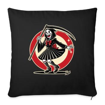 Joyeuse Faucheuse déguisée en écolière - Housse de coussin décorative 45 x 45 cm - noir - Devant