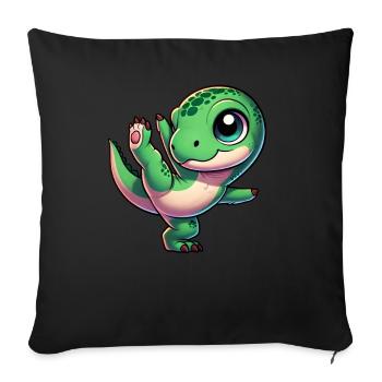 T-Rex dansant sur une jambe Dinosaure en équilibre - Housse de coussin décorative 45 x 45 cm - noir - Devant
