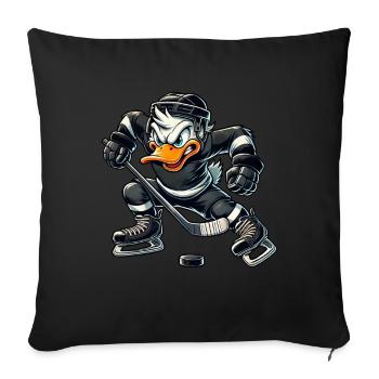 Cool Cartoon Duck Hockey Player Field - Sofa pillowcase 17,3'' x 17,3'' (45 x 45 cm) - black - Front