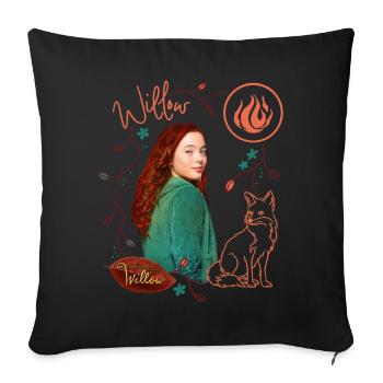 "Ein Mädchen Namens Willow" Willow Mit Fuchs Rufus - Sofakissenbezug 45 x 45 cm - Schwarz - Vorne
