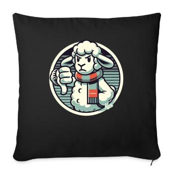 Thumbs down from the lousy mood sheep - Sofa pillowcase 17,3'' x 17,3'' (45 x 45 cm) - black - Front