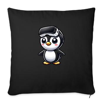 Cute Penguin VR Gamer Comic Gaming - Sofa pillowcase 17,3'' x 17,3'' (45 x 45 cm) - black - Front