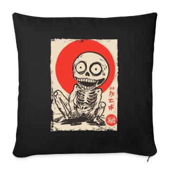 Drôle de squelette japonais de l’époque d’Edo - Housse de coussin décorative 45 x 45 cm - noir - Devant