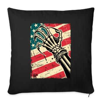 Drapeau américain et griffe du Cauchemar américain - Housse de coussin décorative 45 x 45 cm - noir - Devant