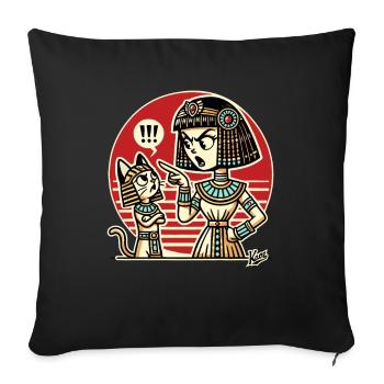 Egyptian queen reprimands the cat - Sofa pillowcase 17,3'' x 17,3'' (45 x 45 cm) - black - Front