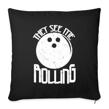 Quilles Quilles Bowler Disant Drôle - Housse de coussin décorative 45 x 45 cm - noir - Devant