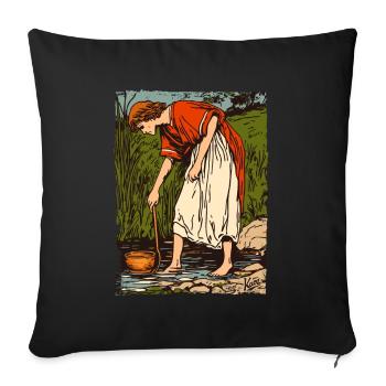 Medieval life on the river - Sofa pillowcase 17,3'' x 17,3'' (45 x 45 cm) - black - Front