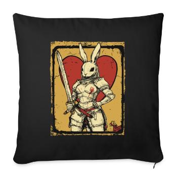 Lapin guerrier avec amour - Housse de coussin décorative 45 x 45 cm - noir - Devant