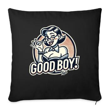 Beautiful strict nerd lady: Good boy! - Sofa pillowcase 17,3'' x 17,3'' (45 x 45 cm) - black - Front