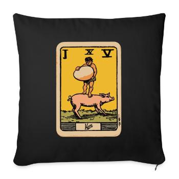 Tarot card child with egg on pig - Sofa pillowcase 17,3'' x 17,3'' (45 x 45 cm) - black - Front