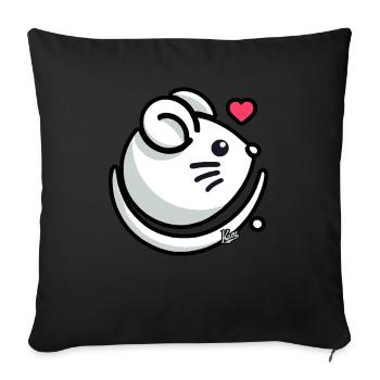 Amour Cœur et Souris - Housse de coussin décorative 45 x 45 cm - noir - Devant