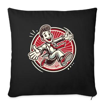 Glücklicher Cartoon-Mann rennt mit offenen Armen - Sofakissenbezug 45 x 45 cm - Schwarz - Vorne