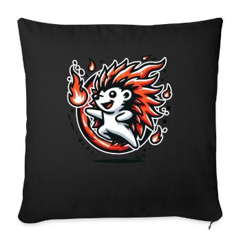 Cheerful hot hedgehog with fire - Sofa pillowcase 17,3'' x 17,3'' (45 x 45 cm) - black - Front