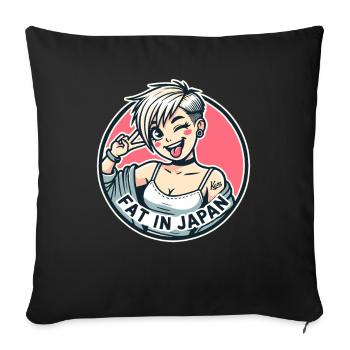 Naughty cartoon girl: fat in Japan - Sofa pillowcase 17,3'' x 17,3'' (45 x 45 cm) - black - Front