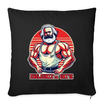 Les swoleunistes s’unissent, les bodybuilders de gym Marx - Housse de coussin décorative 45 x 45 cm - noir - Devant