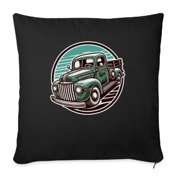 Camionnette rétro vintage Oldtimer - Housse de coussin décorative 45 x 45 cm - noir - Devant