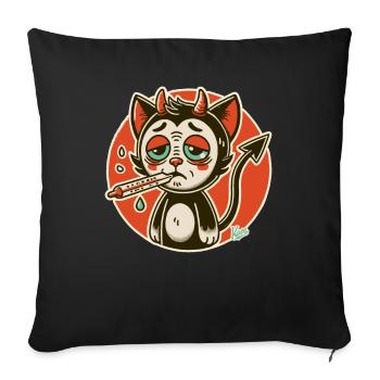Little sick devil with fever thermometer - Sofa pillowcase 17,3'' x 17,3'' (45 x 45 cm) - black - Front