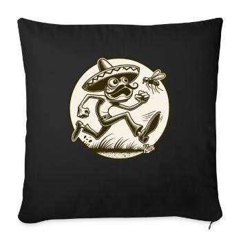 Mexican frog with sombrero - Sofa pillowcase 17,3'' x 17,3'' (45 x 45 cm) - black - Front