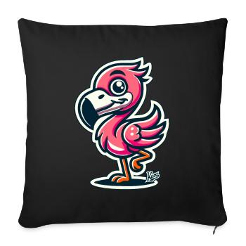 Friendly funny flamingo - Sofa pillowcase 17,3'' x 17,3'' (45 x 45 cm) - black - Front