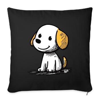 Cute cheerful cartoon puppy - Sofa pillowcase 17,3'' x 17,3'' (45 x 45 cm) - black - Front