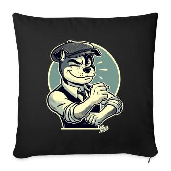 Retro Dapper Cartoon Hund im Stil der 1920er - Sofakissenbezug 45 x 45 cm - Schwarz - Vorne