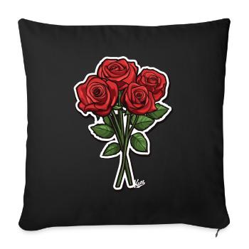 Un bouquet de roses - Housse de coussin décorative 45 x 45 cm - noir - Devant
