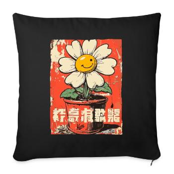 Drôle de fleur dans un pot de fleurs - Housse de coussin décorative 45 x 45 cm - noir - Devant