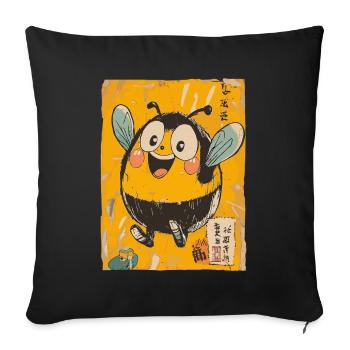 Cheerful chubby Japanese bee - Sofa pillowcase 17,3'' x 17,3'' (45 x 45 cm) - black - Front