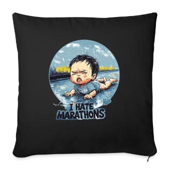 Crying baby "I hate marathons" - Sofa pillowcase 17,3'' x 17,3'' (45 x 45 cm) - black - Front
