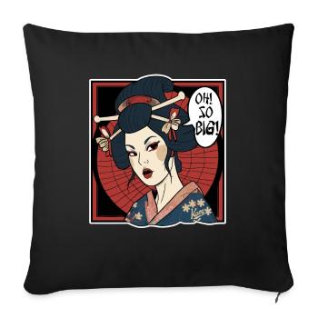 Une geisha japonaise pense : « C’est tellement grand » - Housse de coussin décorative 45 x 45 cm - noir - Devant