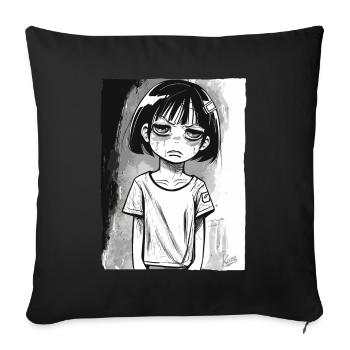 Fille alternative de dessin animé - Housse de coussin décorative 45 x 45 cm - noir - Devant
