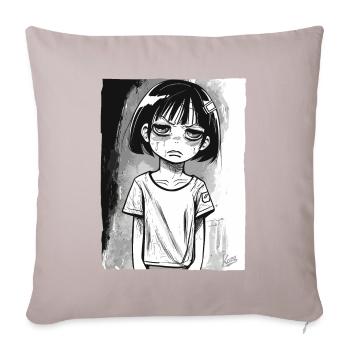 Fille alternative de dessin animé - Housse de coussin décorative 45 x 45 cm - taupe clair - Devant