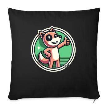 Renard de la nature joyeux avec le pouce levé - Housse de coussin décorative 45 x 45 cm - noir - Devant
