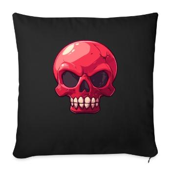 Sarcastic Red Cartoon Skull - Sofa pillowcase 17,3'' x 17,3'' (45 x 45 cm) - black - Front
